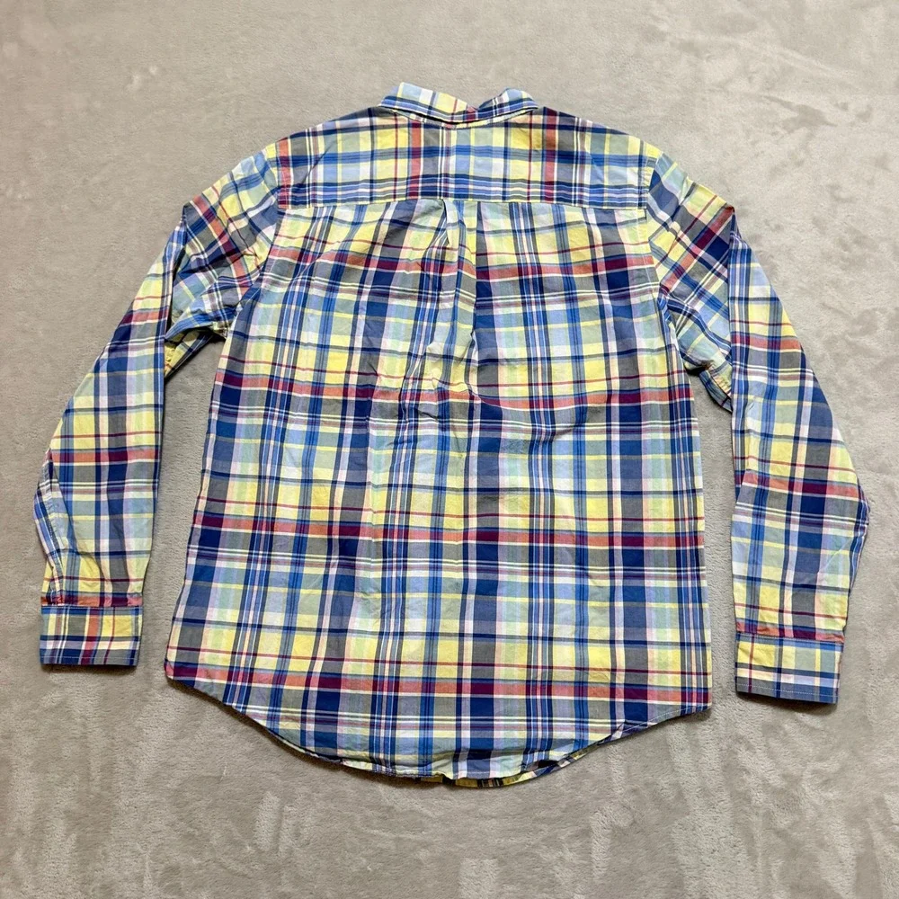 Ralph Lauren Button Down Shirt Youth Boys XL 18-20 Plaid Navy Pony Preppy EUC